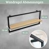 Wandregal Schwarz SYIOP - MDF, Metallrahmen | Bücherregal Schwebendes Regal Hängeregale für Wohnzimmer | Long Bild 2