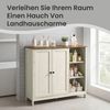 VASAGLE Badezimmerschrank Standschrank mit 2 Türen und 3 Offenen Fächern 90 x 30 x 80 cm Weiß und Tan Bild 4