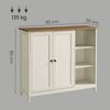 VASAGLE Badezimmerschrank Standschrank mit 2 Türen und 3 Offenen Fächern 90 x 30 x 80 cm Weiß und Tan Bild 5