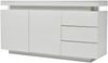 Merax LED-TV-Schrank, Sideboard Schrank, 2 Türen 3 Schubladen Hochglanz Sideboard mit LED Licht Grifflose - Weiß Bild 2