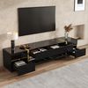 Odikalo Lowboard TV-Schrank Fernsehschrank mit Schubladen (Hochglanz-Finish, Goldfarbene Kanten, Mit Schubladen und Türen) Bild 2