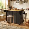 Servierwagen Küchenwagen Kücheninsel ausziehbar Rollwagen mit Glas-Türen Schublade Regale Barwagen Sideboard,Schwarz Bild 4