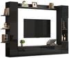 KLAM HOME Wohnwand 4-tlg. Kompaktwohnwand Weiß Hochglanz mit viel Stauraum für Wohnzimmer, (Wohnwand Set mit TV-Schrank, Vitrine & Aufbewahrungsschrank 228x170cm), Flexibles Wandmöbel mit wechselbarem Türanschlag & Acryl-Vitrine Bild 2