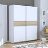 Schiebetürenschrank >WINNER PLUS< 2 Böden, 2 Stangen, Weiss / Sonoma Eiche - 170,3x209,7x61,2 (BxHxT) Bild 2