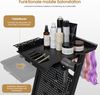 BarberPub Friseurwagen mit Schublade & 2 Ablagen, Friseur Arbeitswagen mit Farbenschale, Folienhalter & 5 Haken, Beauty Salon Trolley Metall, Rollwagen, 0085 (Schwarz) Bild 4