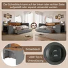 Stauraumbett mit Schreibtisch, Lattenrost, Regal, Schubladen, USB und Type-C Anschluss, 90x200 cm, Einzelbett, Polsterbett, Leinen Bild 5