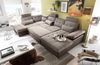 Couch Wohnlandschaft Schlaffunktion Schlafsofa braun beige Ottomane links Bild 2