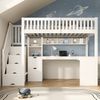 OKWISH Hochbett Bett 90x200 cm Hochbett mit Treppenschrank und Eckschreibtisch, weiß (Packung, 1-St, platzsparendes Holzbett für Kinder und Jugendliche) mit Stauraum und Schubladen (ohne Matratze) Bild 5