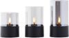 Brilliant Bougie LED-Kerzen 3er-Set - schwarz/geräuchertes Glas, warmweiß flackernd, 10 cm,12,5 cm,15 cm, batteriebetrieben, Dekoration für drinnen & draußen Bild 5