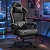 SONGMICS Gaming Stuhl, Ergonomischer PC Stuhl aus PU-Leder mit Fußstütze und 135° Neigung, 70 x 70 x 120-130 cm, Schwarz Bild 2