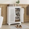 REDOM Badkommode Badkommode Badezimmerschrank (mit Korbtür – Weißer Stauraumschrank mit verstellbarem Regal, ideal für Bad, Küche und Wohnzimmer, hochwertiges Design mit Rattanelementen) Bild 2