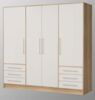 Forte 'Jupiter' Kleiderschrank, Sonoma Eiche hell/weiß, 4-türig, 207x200 cm Bild 4
