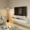 Selsey 'Framme' hängendes TV-Board mit drei Klappen und offenen Ablagen, Weiß, 150 cm Bild 3