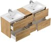 Badmöbelset Taifun 150cm 4tlg mit 2x Spiegelschrank & Seitenschrank eiche gold : Eiche Gold Bild 3