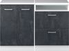 Dachschrägenschrank-Set Rion Schwarz Beton 120 cm 2er Set Schrankkorpuss 60 cm Tiefe Vicco Bild 4