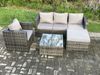 Fimous Rattan Gartenmöbel Set Patio Outdoor Lounge Sofa Set mit Sessel Quadratischer Couchtisch Großer Fußhocker Dunkelgrau Gemischt Bild 2
