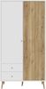 Forte HARLLSON Kleiderschrank 100 110, EasyKlix by FORTE, 2 Türen, 2 Schubladen, Skandinavischer Stil, Holzwerkstoff, Weiß / Mauvella Eiche Holzekor, 105 cm breit x 202 cm hoch x 52 cm tief Bild 2