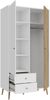 Forte HARLLSON Kleiderschrank 100 110, EasyKlix by FORTE, 2 Türen, 2 Schubladen, Skandinavischer Stil, Holzwerkstoff, Weiß / Mauvella Eiche Holzekor, 105 cm breit x 202 cm hoch x 52 cm tief Bild 5