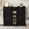 BlingBin Schuhschrank Edler Schuhschrank mit 4 Klapptüren, 2 Schubladen, 3 offenen Fächern (1er Set, 1-St, 110 x 26 x 100 cm) perfekt für moderne Flure und Eingangsbereiche Bild 2