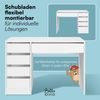 Bellabino 'Nore' Kinderschreibtisch mit 5 Schubladen, beidseitig montierbar, weiß, 77x53x110 cm, Jugendschreibtisch mit Stauraum Bild 4