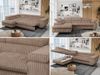 Mks Möbel 'Peter L-form' Ecksofa mit Bettfunktion, Bettkasten & einstellbaren Kopfstützen, Braun, Cord, mit Topper, links Bild 2