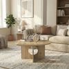 moebel17 Couchtisch moebel17 Couchtisch rund 75 cm Travertin-Optik Beige Wohnzimmertisch (Einzelmöbel, 1-St, Besteht aus 1 Couchtisch), Pflegeleichte Oberfläche, Granitoptik Bild 2