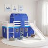 Homestyle4u Spielbett mit Tunnel und Rutsche, Blau, Kiefernholz blau / weiß, 90x200 cm Bild 2