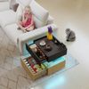 Flieks Nachttisch 50 x 40 x 50 cm mit LED-Beleuchtung & USB-Anschlüssen, Beistelltisch mit 2 Schubladen, Schwarz/Naturholz Bild 3