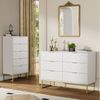 UEV Sideboard mit 6 Schubladen, Highboard Mehrzweckschrank mit Kisppschutz (für Wohnzimmer Schlafzimmer Büro Flur, 100x34x73,5cm), Küchenschrank Buffet TV Board Schrank mit Füße Aufbewahrungsschrank Bild 3