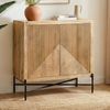 Sideboard Mango Massivholz 91x96cm - Kommode mit 2 Türen - Wohnzimmerschrank mit Metallbeine - Design Anrichte - Standschrank Modern - Kommodenschrank Flurschrank Handmade Bild 2