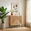 Sideboard Mango Massivholz 91x96cm - Kommode mit 2 Türen - Wohnzimmerschrank mit Metallbeine - Design Anrichte - Standschrank Modern - Kommodenschrank Flurschrank Handmade Bild 3