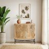 Sideboard Mango Massivholz 91x96cm - Kommode mit 2 Türen - Wohnzimmerschrank mit Metallbeine - Design Anrichte - Standschrank Modern - Kommodenschrank Flurschrank Handmade Bild 5