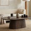 HOOZ Wohnzimmertisch Couchtisch oval modern, Säulenfuß inkl. Keramikplatte 130x70 cm Braun (Einzelprodukt, 1-St, 1× Couchtisch), Keramik-Tischplatte, verschiedene Varianten, pflegeleicht & stabil Bild 2