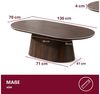HOOZ Wohnzimmertisch Couchtisch oval modern, Säulenfuß inkl. Keramikplatte 130x70 cm Braun (Einzelprodukt, 1-St, 1× Couchtisch), Keramik-Tischplatte, verschiedene Varianten, pflegeleicht & stabil Bild 4