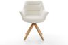 Drehstuhl Kaira-Flex Bouclé Soft Beige Holzgestell kantig Natur 180° drehbar Bild 2