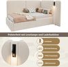 Daybett 90x200 cm mit hydraulischem Stauraum, Polsterbett, Tagesbett, Schlafsofa mit USB-Ladeanschluss und Leselampe, Samt, beige Bild 4