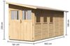 Anlehnhaus Wandlitz 5 - 181x442 cm, 19 mm Holz naturbelassen, Karibu Bild 3
