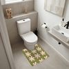 OnlyWow WC-Vorleger Blume - Modern - Grün, Höhe 10 mm, Polyester, U-Form, Vorleger mit Ausschnitt, Toilettenvorleger, Toilettenteppich Bild 2