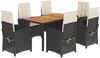 vidaXL 7-tlg. Garten-Essgruppe mit Kissen Schwarz Poly Rattan 3212226 Bild 2