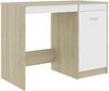 Schreibtisch, Spanplatte Weiß/ Sonoma-Eiche, 100 × 50 × 76 cm Bild 2