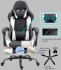 Delman Gaming-Stuhl, Bürostuhl, Schreibtischstuhl, ergonomischer Gaming-Sessel mit Fußstütze, Massage-Lendenkissen, verstellbarer Rückenlehne, Weiß Bild 3