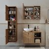 Roomart LOTUS-I-75 Badmöbel Set– 4-teiliges Badezimmermöbel Set - Waschbeckenunterschrank mit Keramikwaschbecken, Spiegelschrank & Hochschrank - H 45 x B 45 x T 75 cm • Eiche Bild 3