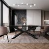 Home Collective Esstisch Tisch Küchentisch Esszimmertisch bis zu 8 Personen (Esszimmer Küche Wohnzimmer Esstisch), modernes Design mit Kreuzgestell Metall 190x90 cm Schwarz Marmor-Optik Bild 3