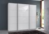 Schwebetürenschrank Kleiderschrank B225 cm H208 cm 3-türig Weiß, 1x Tür Glas Weiß Bild 3