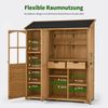 M MCombo Gartenschrank Holz mit 7 Ablagen&2 Schubladen, Geräteschuppen Wetterfest, Gartenhaus Outdoor Wasserdicht, Gerätehaus für Außenbereich 0982 (Natur) Bild 4