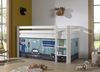 Vipack 'Pino' Halbhochbett 90x200 cm, weiß, Kiefer massiv, mit Textilset 'Police' Bild 2