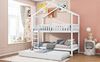 Hausbett 90x200 cm in Weiß – Kinderbett aus Kiefernholz mit Ausziehbett und Umbau zu 3 Einzelbetten Bild 2