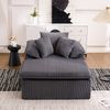 Sofa Sitzfläche 177x122x92 cm, Grau – rahmenloses Cordsofa mit hoher Schaumfüllung und entspannender Relaxform Bild 3