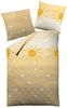 Dormisette Bettwäsche Dormisette Fein Biber Bettwäsche Gelb Sonne 135x200 80x80 cm, Biber, Biber Bettwäsche mit Sonnenmuster Bild 2