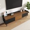 TV-Schrank, TV-Tisch, TV-Ständer, dreitüriger Unterschrank, Kompakte Konstruktion, Holz, Schwarz + Natur, 160 x 39 x 49.5 cm Bild 3